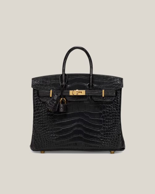 Fashionista Hermes Black Matte Alligator 25cm Baby Birkin Bag Gold Hardware