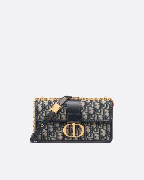 30 Montaigne East-West Bag with Chain Blue Dior Oblique Jacquard