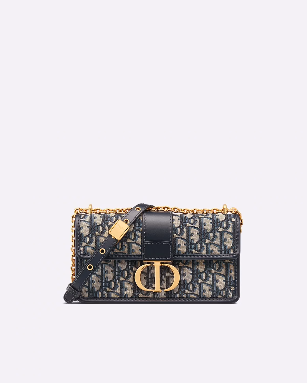 30 Montaigne East-West Bag with Chain Blue Dior Oblique Jacquard