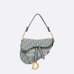 Blue Dior Oblique Chambray-Effect Embroidery - Saddle Bag11