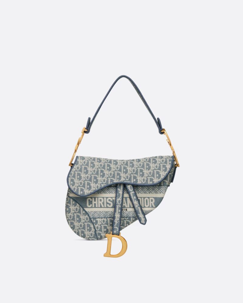 Blue Dior Oblique Chambray-Effect Embroidery - Saddle Bag11