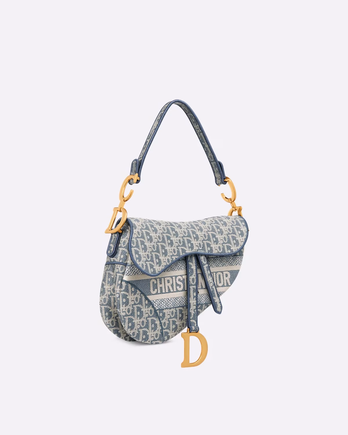 Blue Dior Oblique Chambray-Effect Embroidery - Saddle Bag22