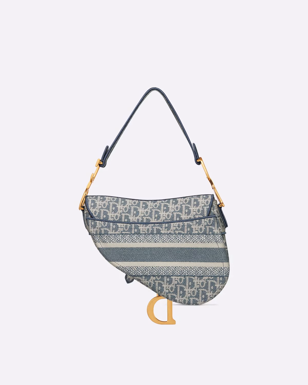 Blue Dior Oblique Chambray-Effect Embroidery - Saddle Bag33
