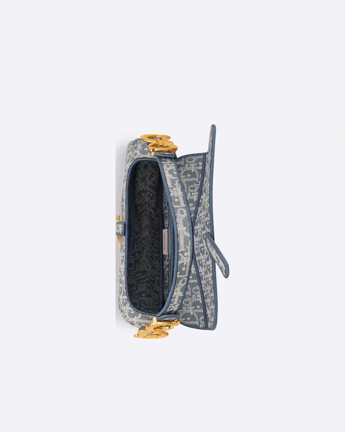 Blue Dior Oblique Chambray-Effect Embroidery - Saddle Bag44