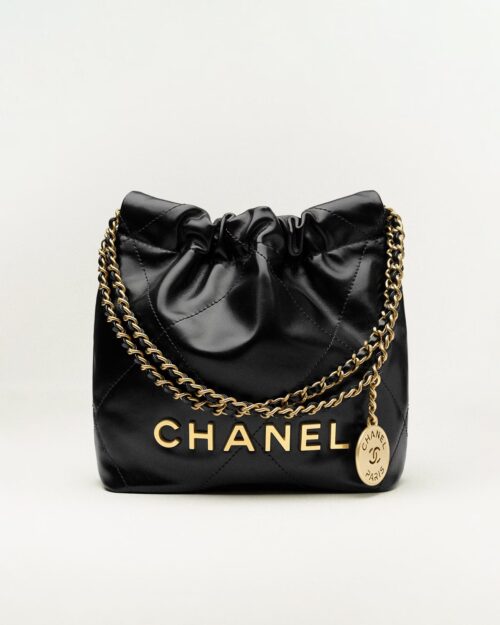 CHANEL 22 Mini Handbag Shiny Calfskin & Gold-Tone Metal