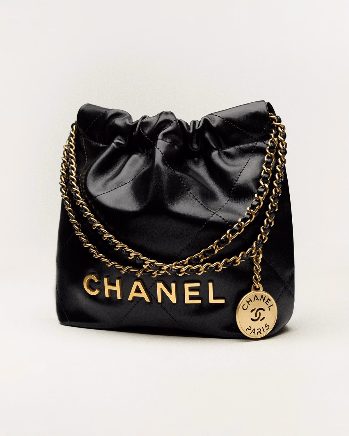 CHANEL 22 Mini Handbag Shiny Calfskin & Gold-Tone Metal1