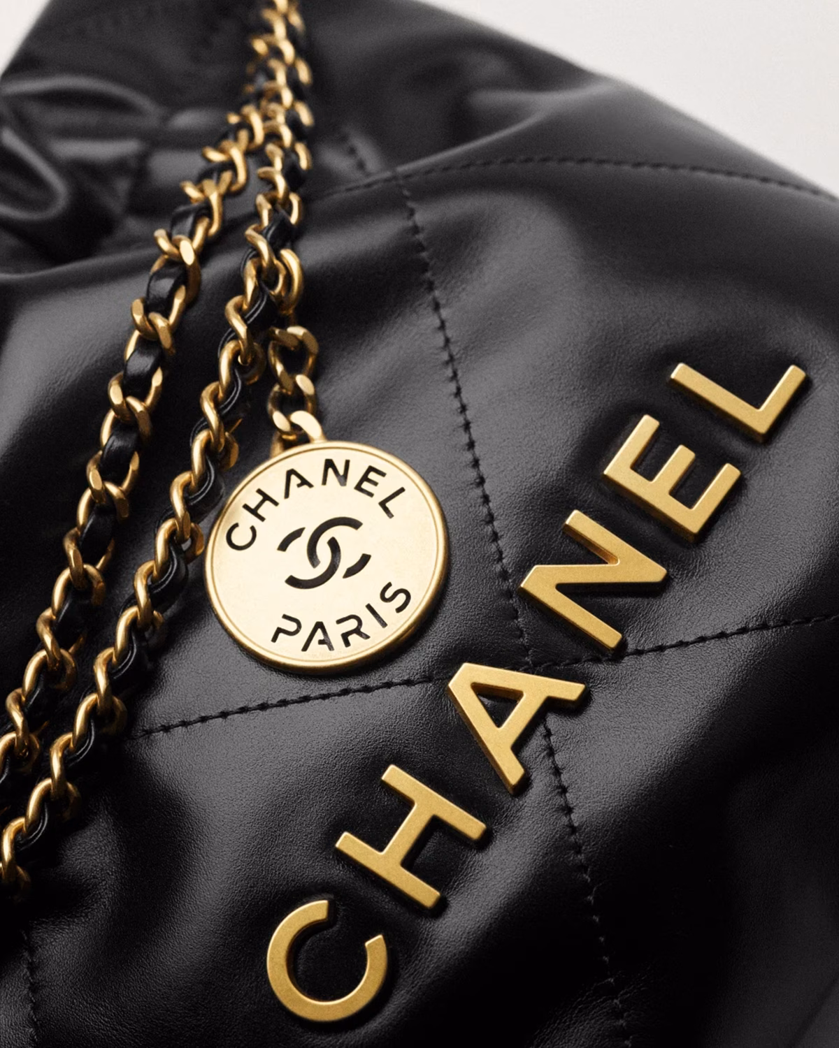 CHANEL 22 Mini Handbag Shiny Calfskin & Gold-Tone Metal3