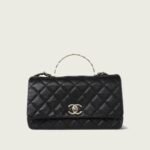 Chanel Coco Crush Top Handle – Black Caviar with Light Gold-Tone Finish