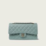 CHANEL Dark Green Caviar Quilted Classic Flap Medium