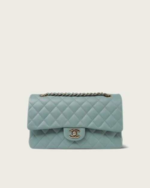 CHANEL Dark Green Caviar Quilted Classic Flap Medium