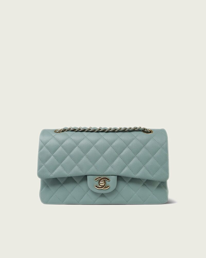 CHANEL Dark Green Caviar Quilted Classic Flap Medium