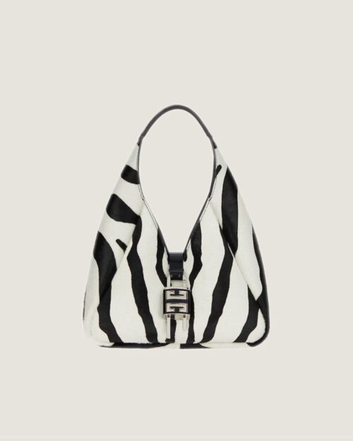 Mini G-Hobo bag in zebra printed haircalf in Givenchy
