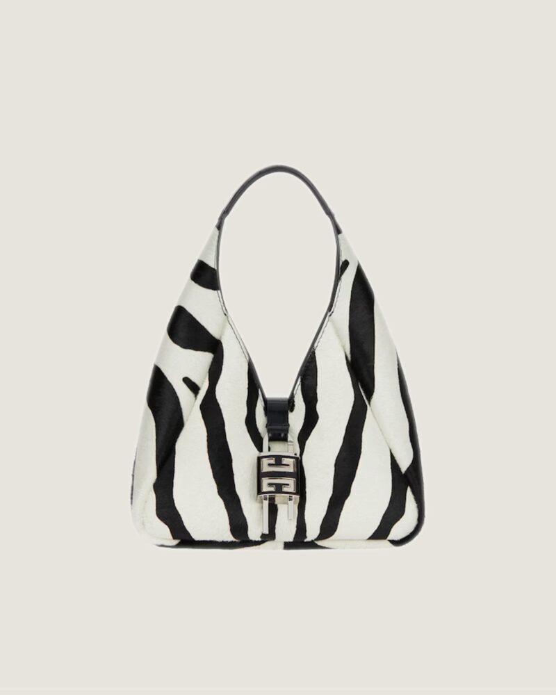 Mini G-Hobo bag in zebra printed haircalf in Givenchy