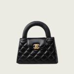 Kelly Top Handle Shopping Bag Quilted Shiny Aged Calfskin Mini Chanel