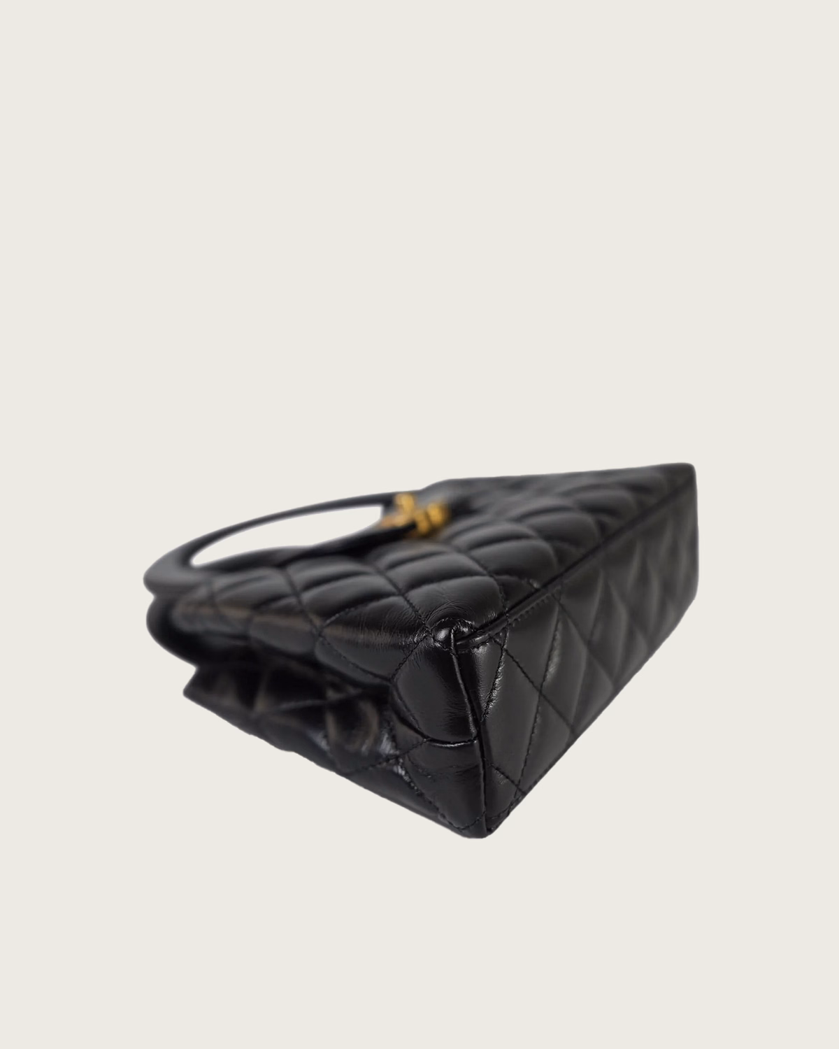 Kelly Top Handle Shopping Bag Quilted Shiny Aged Calfskin Mini4