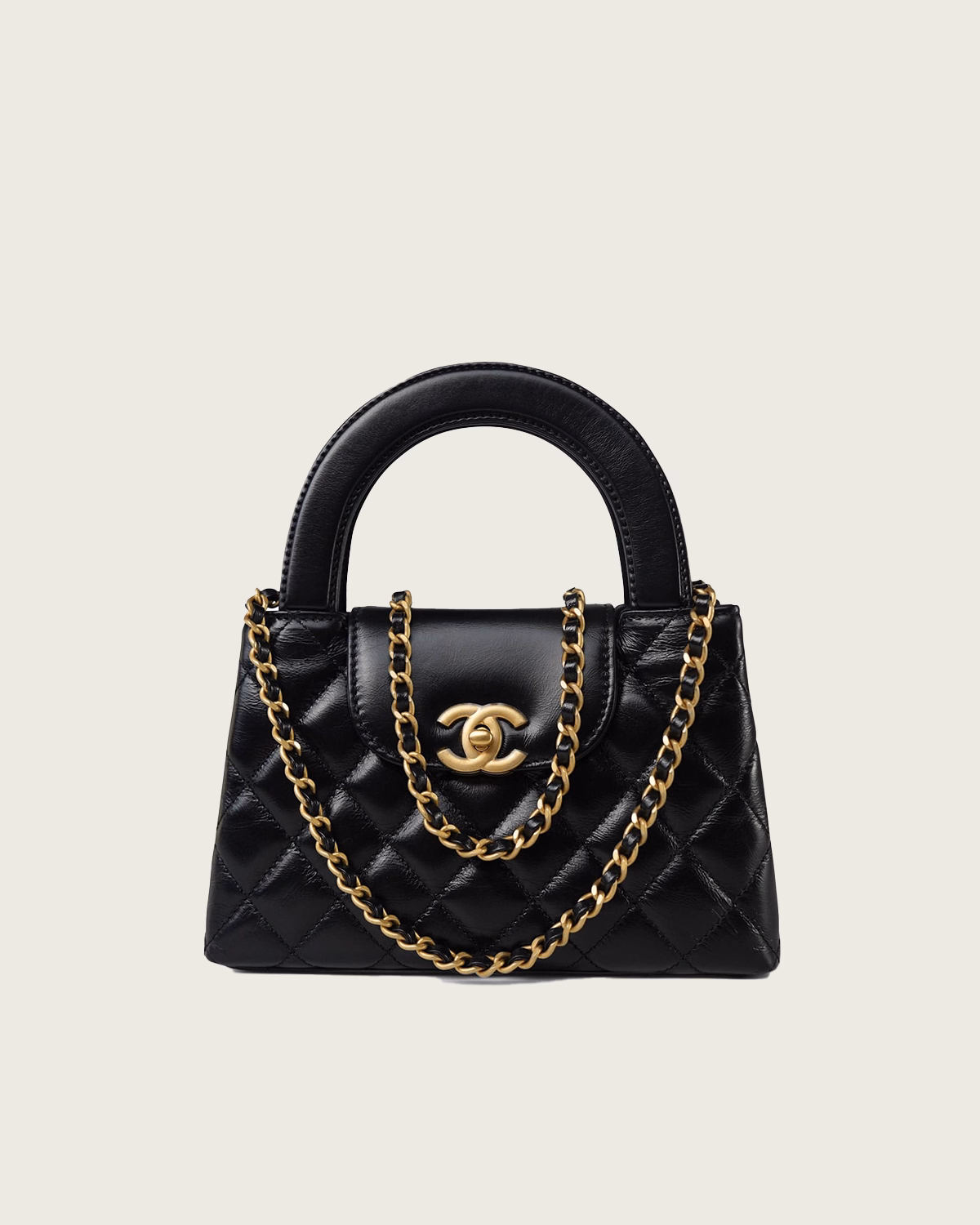 Kelly Top Handle Shopping Bag Quilted Shiny Aged Calfskin Mini5