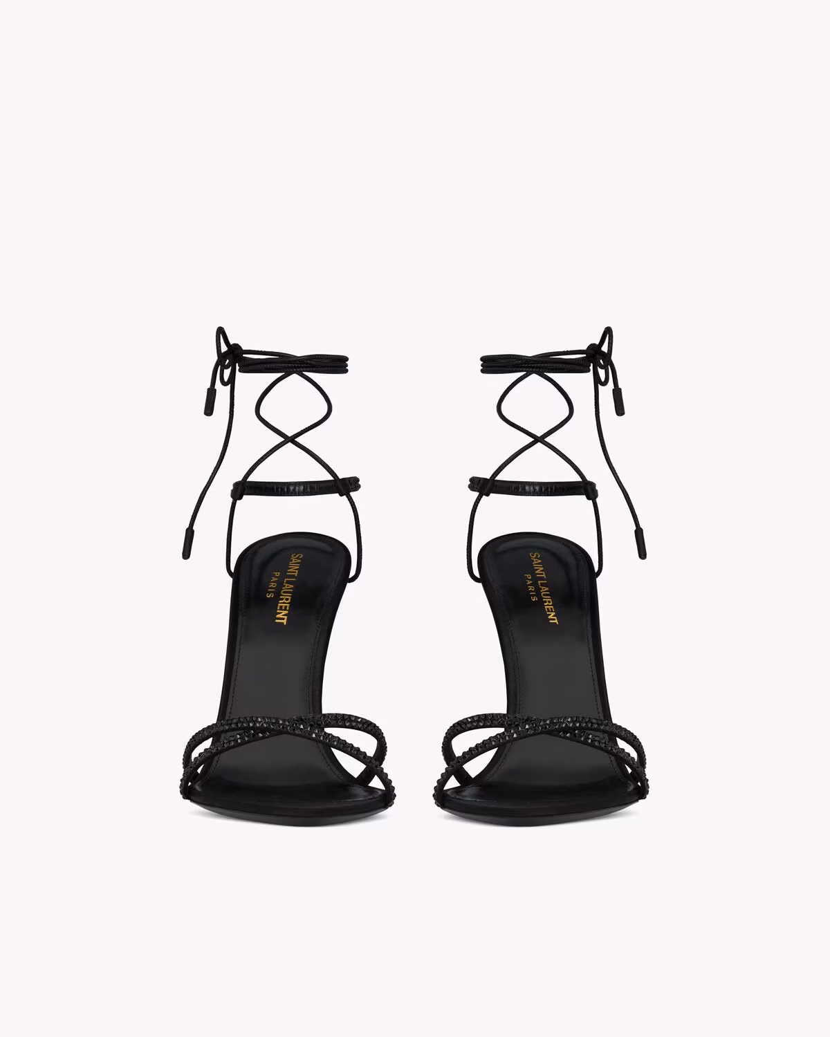 LIZA sandals in satin crepe and rhinestones Saint Laurent