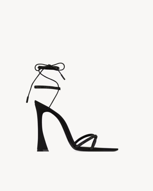 LIZA sandals in satin crepe and rhinestones Saint Laurent