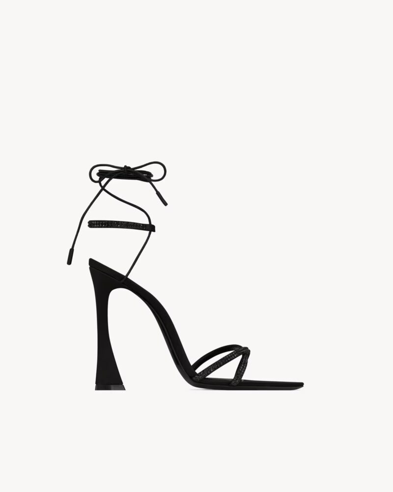 LIZA sandals in satin crepe and rhinestones Saint Laurent