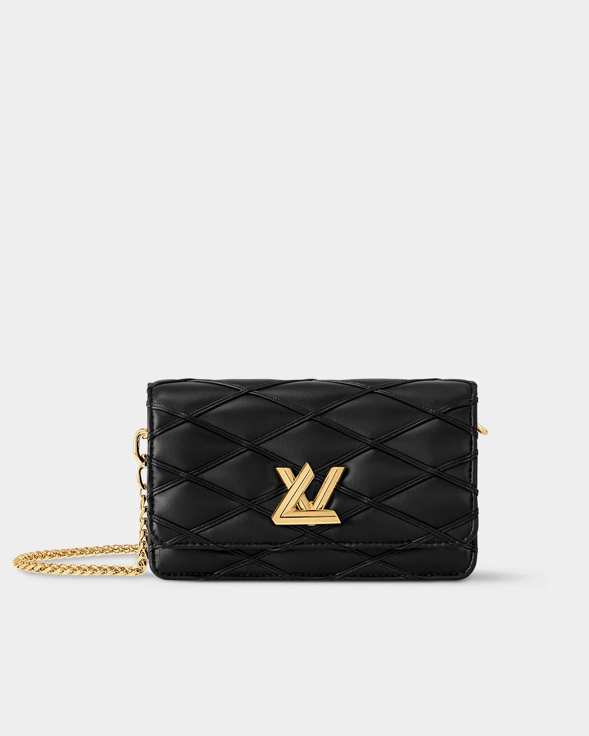 Signature Quilted Flap Bag PM in malletage lambskin front view