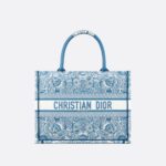 Medium Dior Book Tote White and Beige Toile de Jouy Sauvage