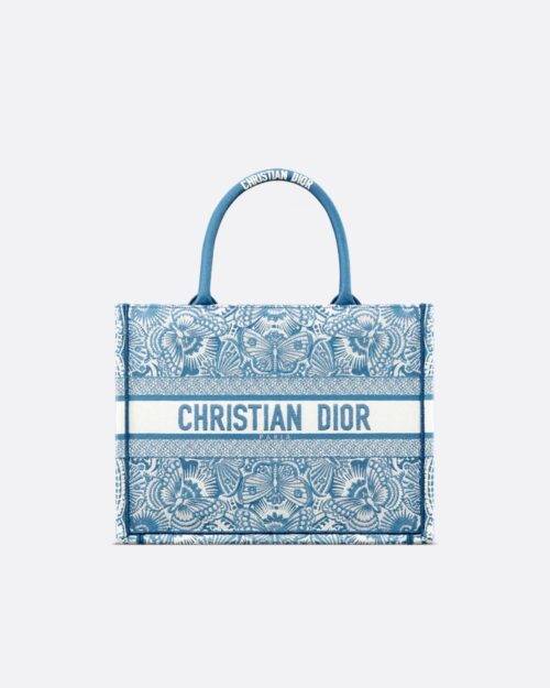 Medium Dior Book Tote White and Beige Toile de Jouy Sauvage