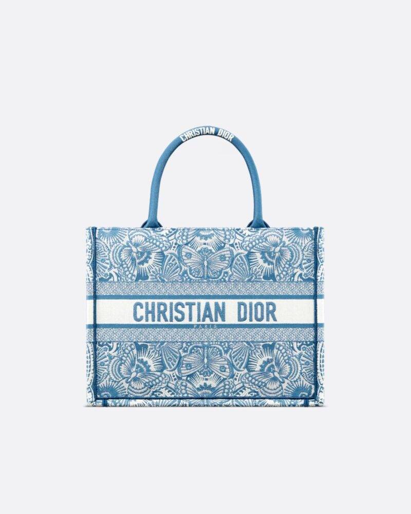 Medium Dior Book Tote White and Beige Toile de Jouy Sauvage
