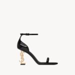 OPYUM Sandals in Patent Leather – Cassandre Heel in Antique Gold-Toned Metal Saint Laurent