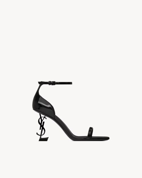 Saint Laurent Sandals with Cassandre Heel – Adjustable Ankle Strap in Black Metal