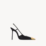 Saint Laurent JEANNE Slingback Pumps – 11 cm Stiletto Heel with Cassandre Detail