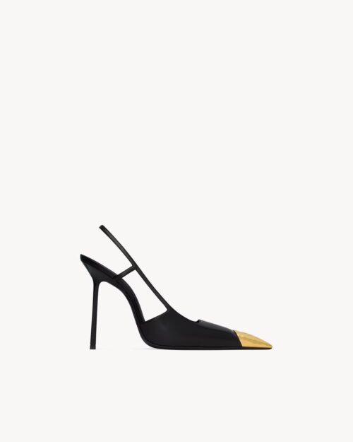 Saint Laurent JEANNE Slingback Pumps – 11 cm Stiletto Heel with Cassandre Detail