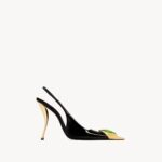 Saint Laurent LOULOU Slingback Pumps – Patent Leather with Gold-Plated Stiletto Heel