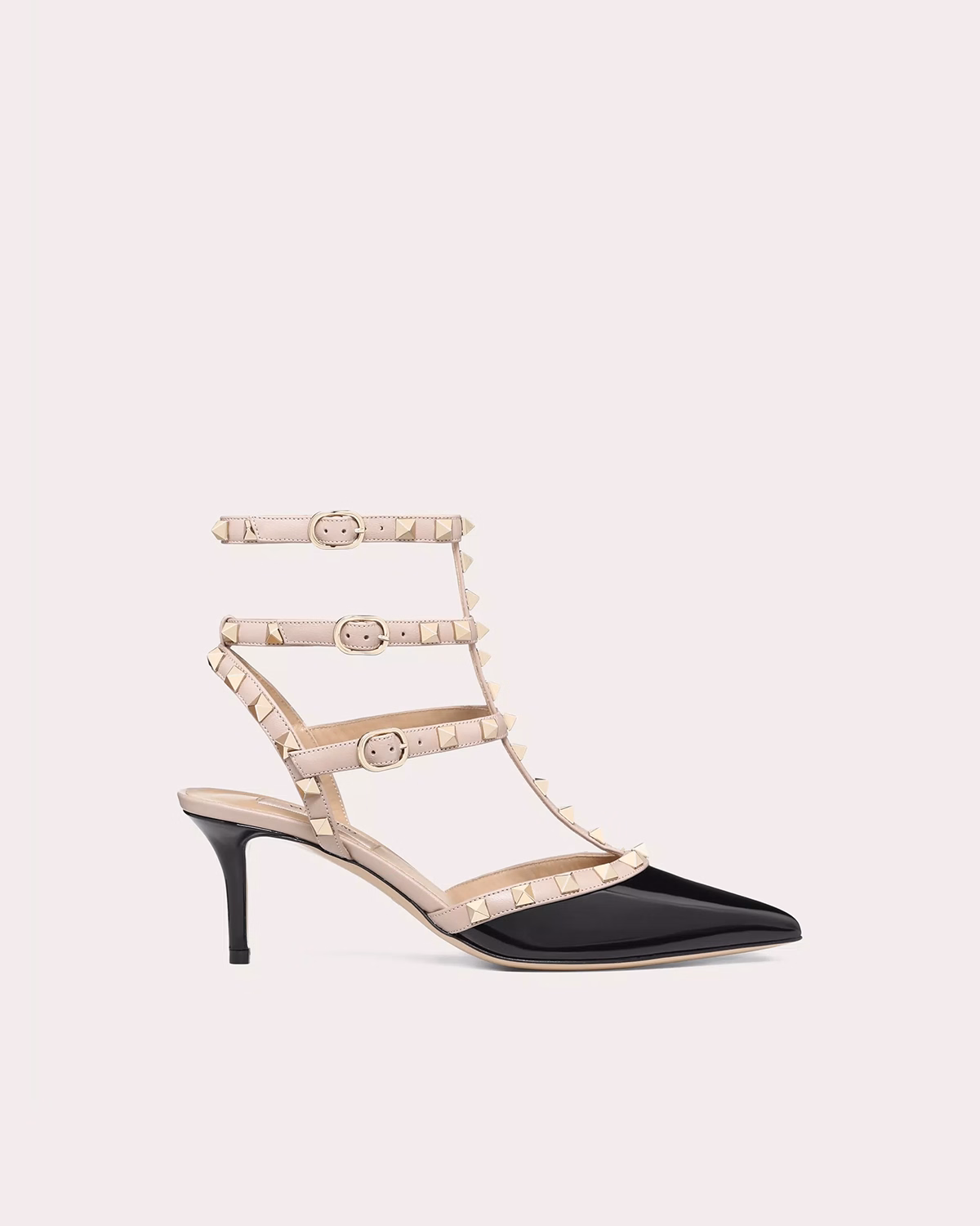 Valentino Garavani Rockstud Caged Pump Black Patent Leather – 65mm