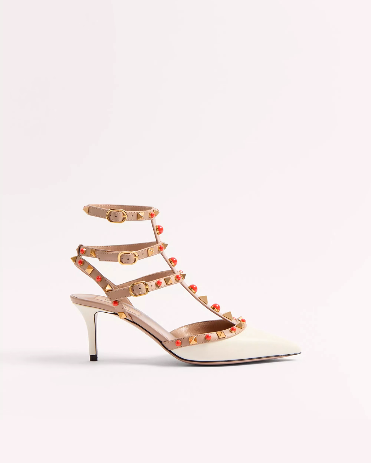 Valentino Garavani Rockstud Calfskin Pumps with Cabochon Stones – 65mm Heel