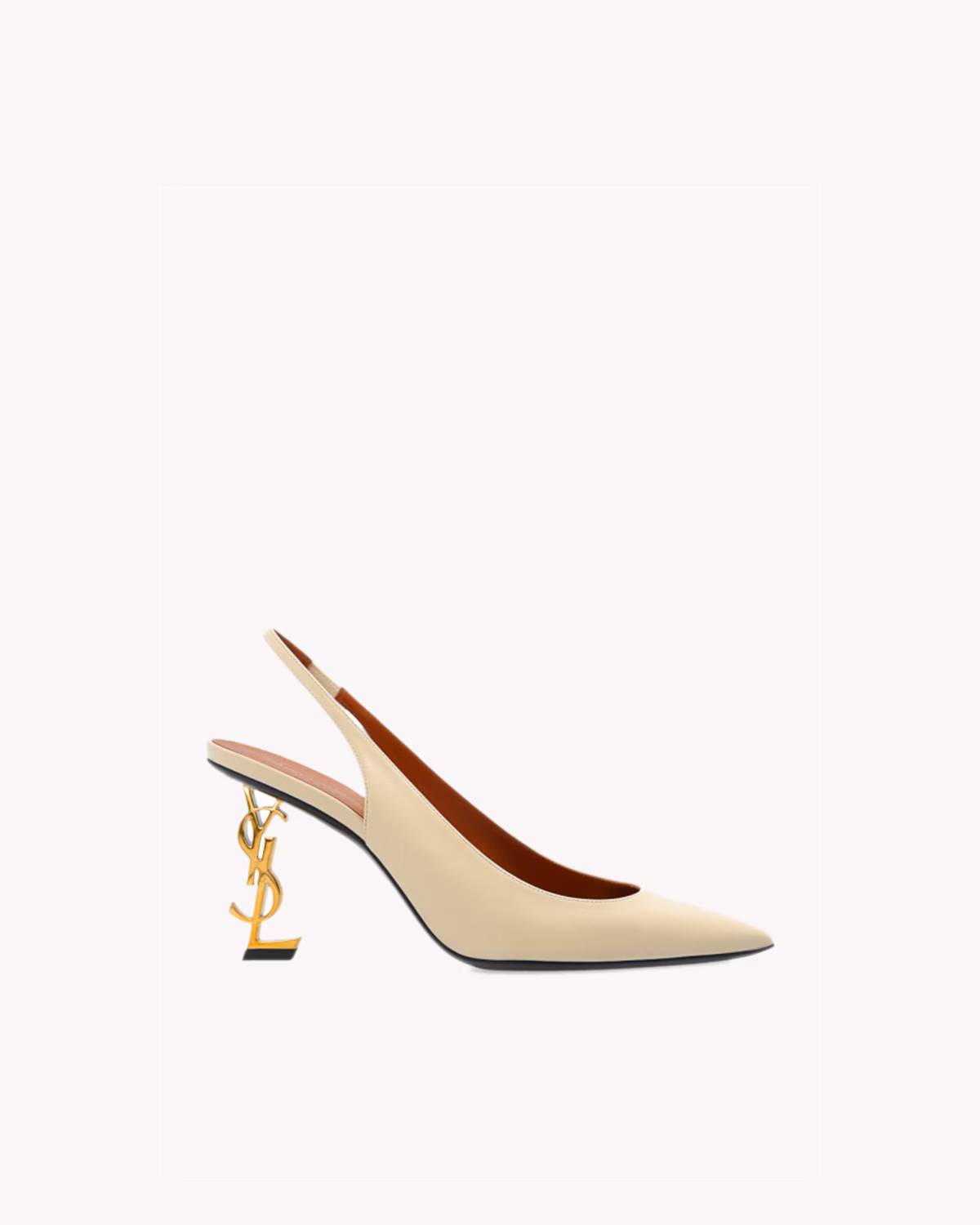 SAINT LAURENT Calfskin Opyum 85 Slingback Pumps 36 Real Beige