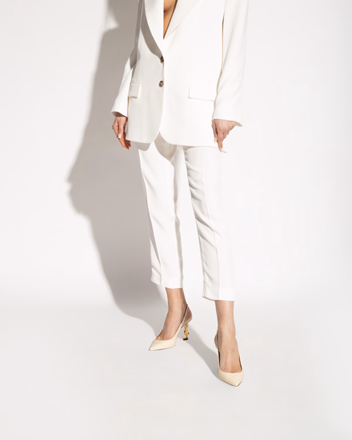 SAINT LAURENT Calfskin Opyum 85 Slingback Pumps 36 Real Beige4