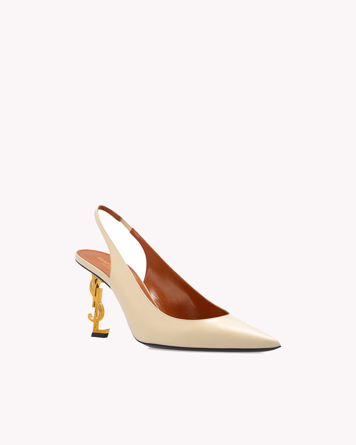 SAINT LAURENT Calfskin Opyum 85 Slingback Pumps 36 Real Beige5