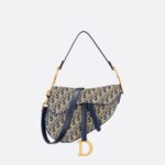 Saddle Bag with Strap Blue Dior Oblique Jacquard