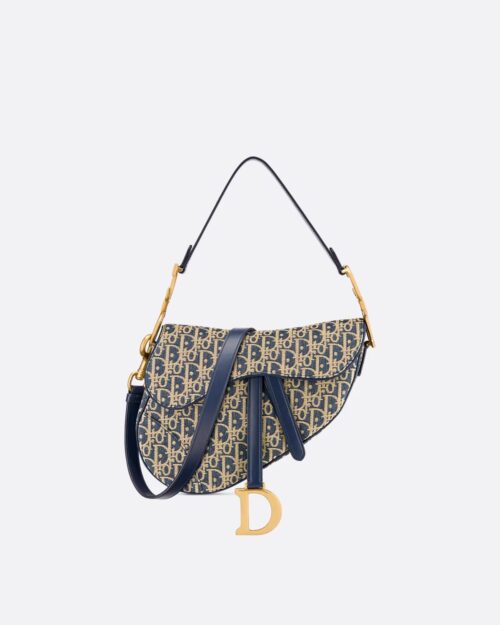 Saddle Bag with Strap Blue Dior Oblique Jacquard