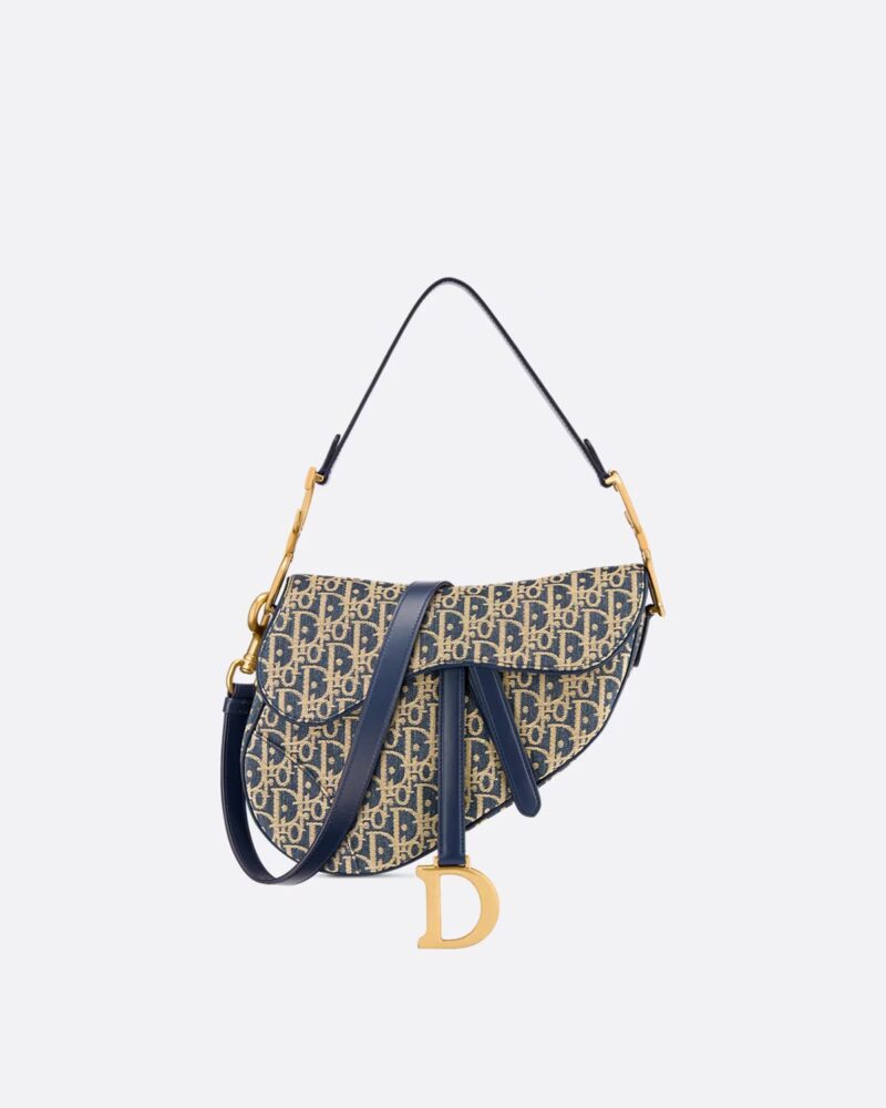 Saddle Bag with Strap Blue Dior Oblique Jacquard