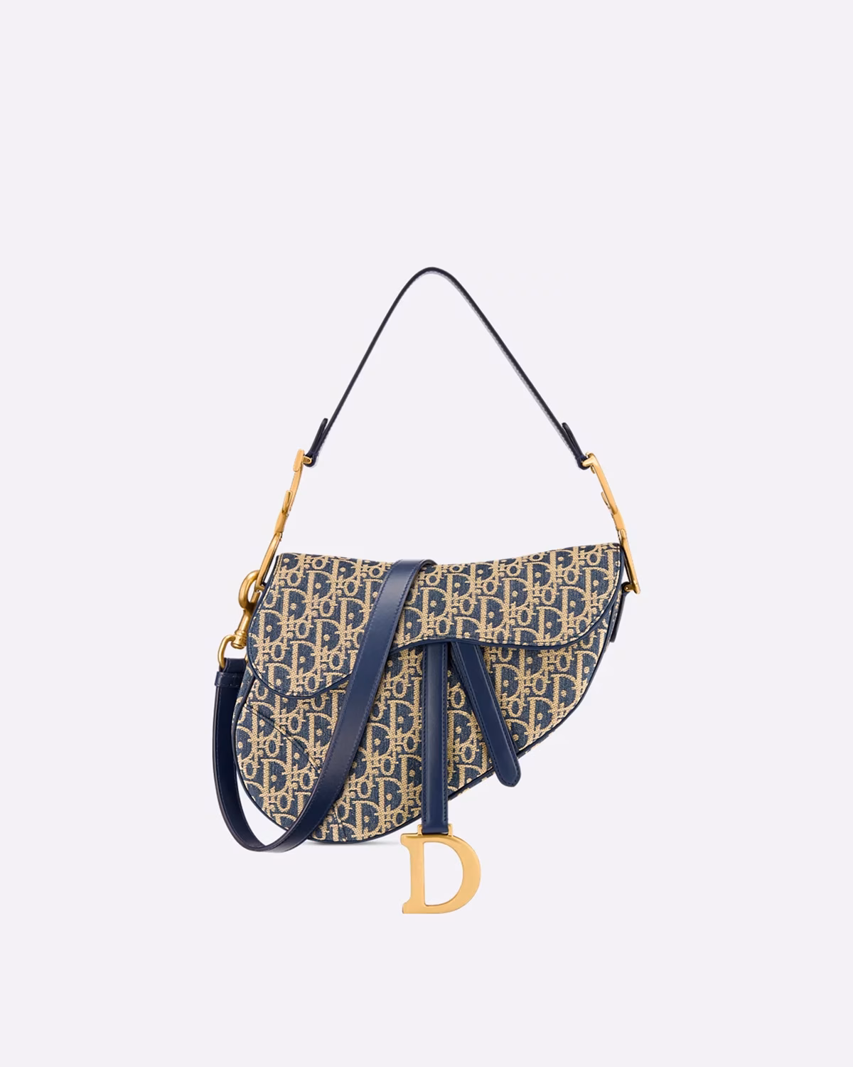 Saddle Bag with Strap Blue Dior Oblique Jacquard