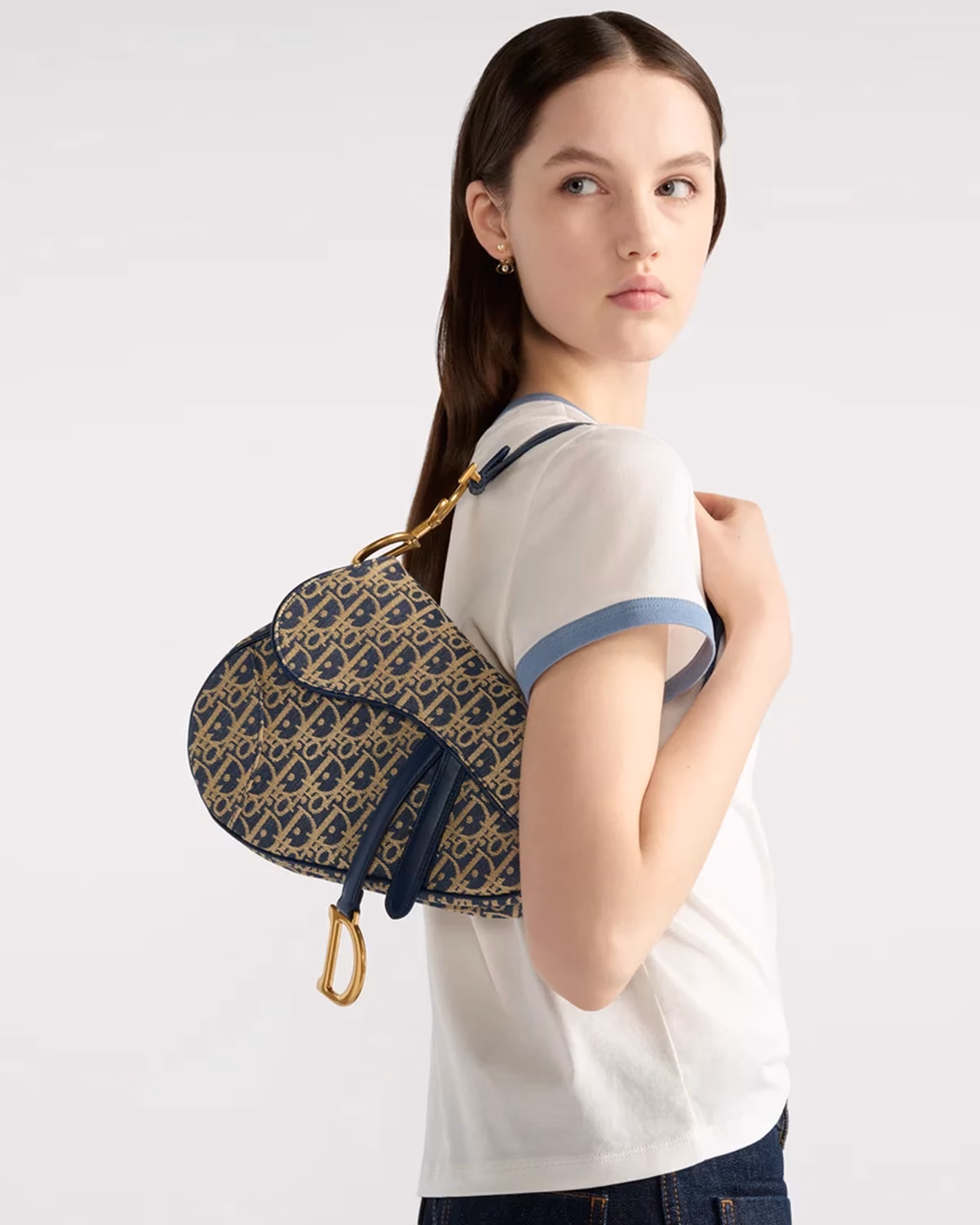 Saddle Bag with Strap Blue Dior Oblique Jacquard2