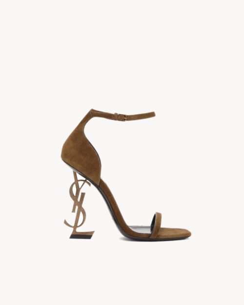 Saint Laurent Opyum YSL-Heel Suede Sandals – Bergdorf Goodman
