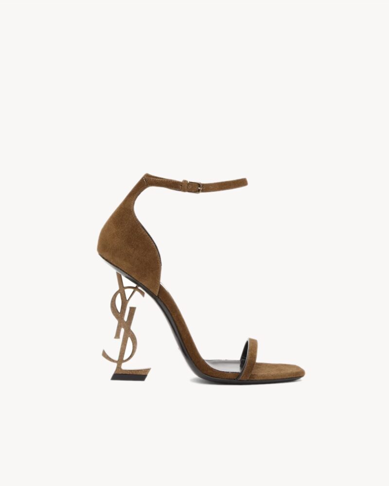 Saint Laurent Opyum YSL-Heel Suede Sandals – Bergdorf Goodman