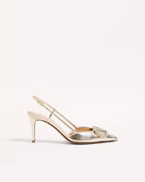 Valentino Garavani VLogo Glow Slingback Pump in Laminated Nappa – 80mm