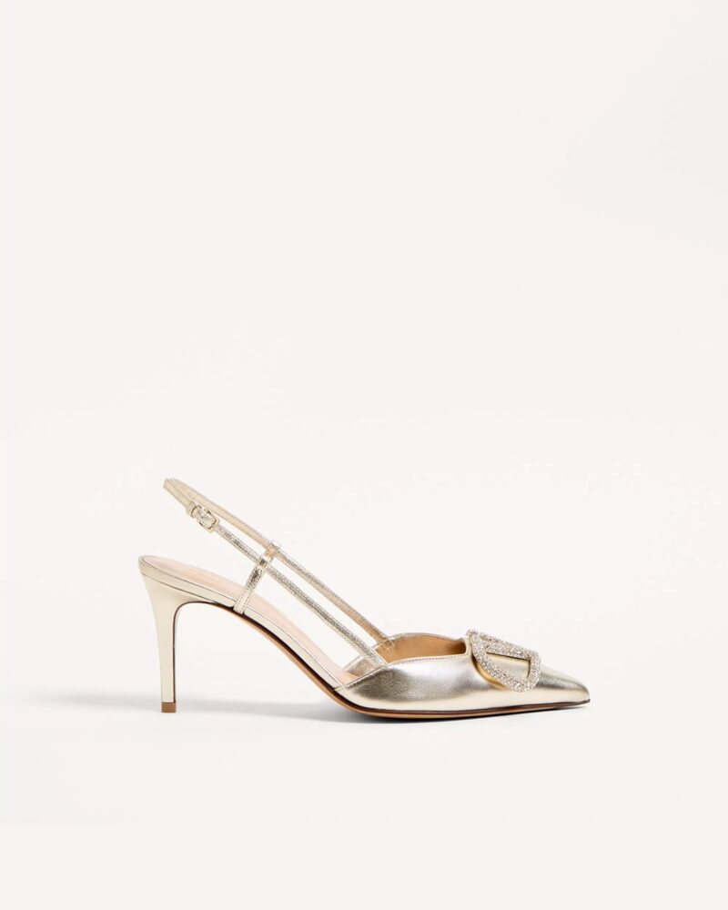 Valentino Garavani VLogo Glow Slingback Pump in Laminated Nappa – 80mm