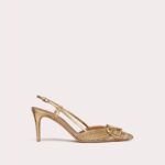 Valentino Garavani VLogo Metallic Slingback Pumps with Embroidery – 80mm Heel