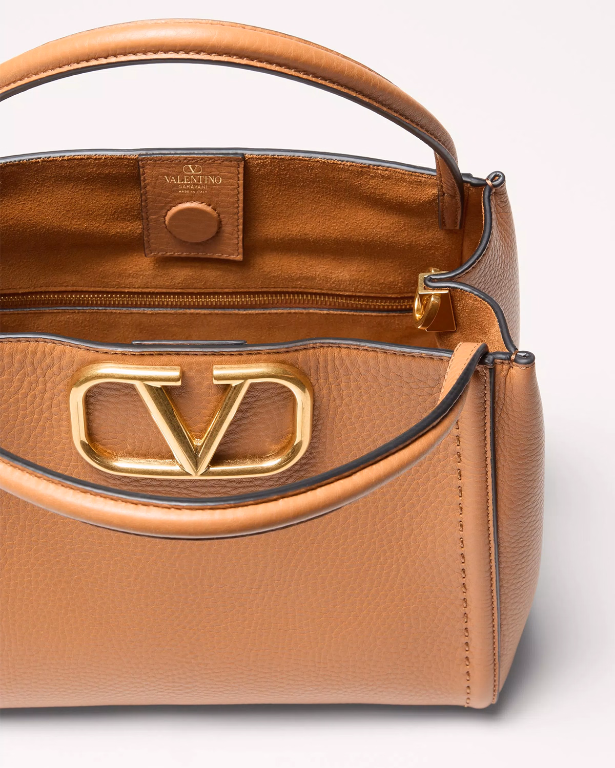 Valentino Garavani Alltime Medium Handbag In Grainy Calfskin With Jacquard Ribbon Shoulder Strap8