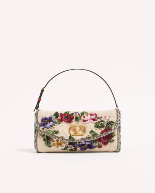 Valentino Garavani Vain Leather-trimmed Beaded Embroidered Tote - Women - Brown Shoulder Bags11