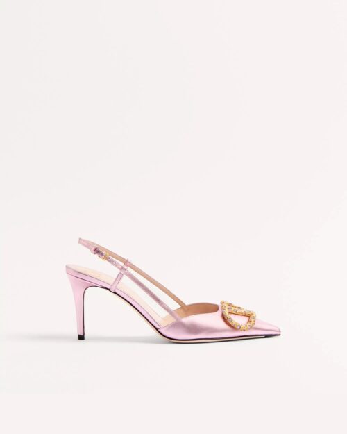 Valentino Vlogo Signature Slingback Pump In Laminated Nappa Leather 80Mm